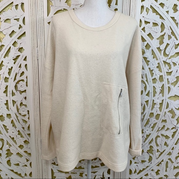 Nehera Ivory Tesla Zip Pocket Merino Wool Sweater - Picture 1 of 8